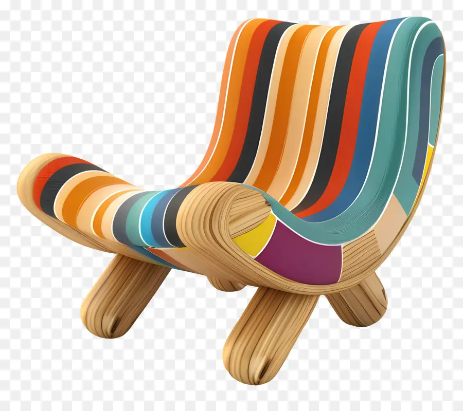 كرسي خشبي，خطوط متعددة الألوان PNG
