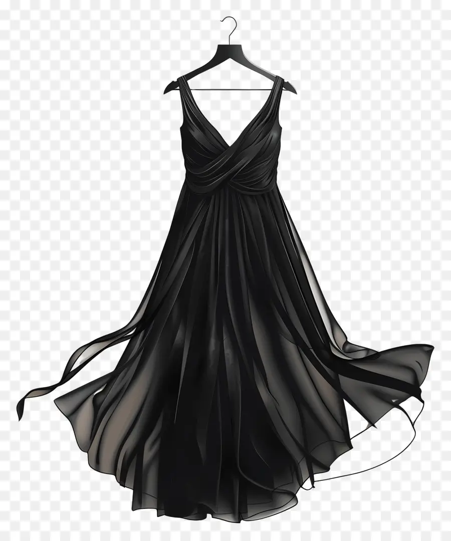 فستان أسود，Vneckline PNG