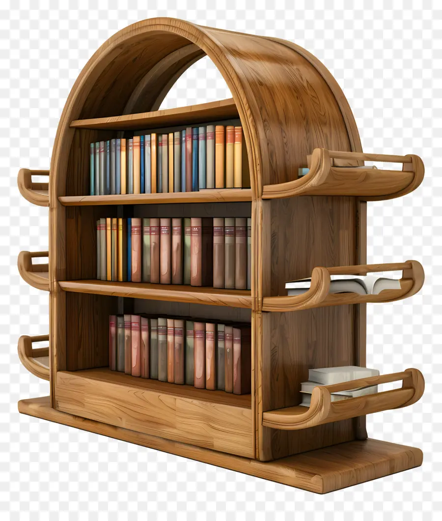 رف الكتب，رف الكتب الخشبي PNG