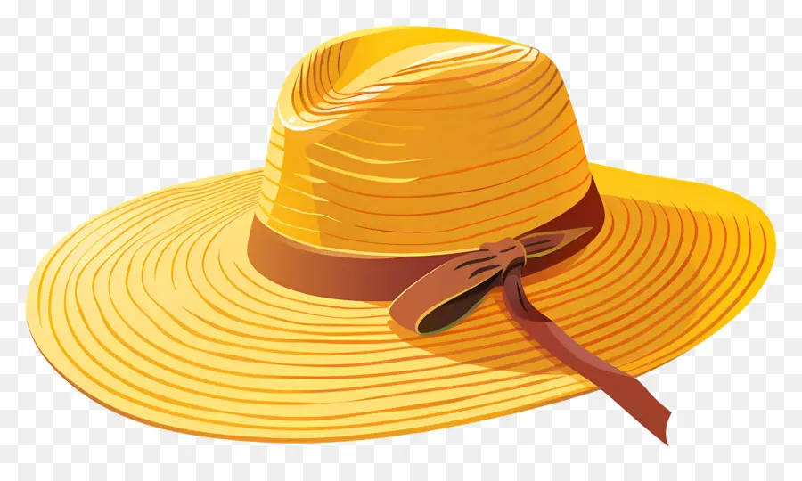 قبعة الشمس，قبعة القش الصفراء PNG