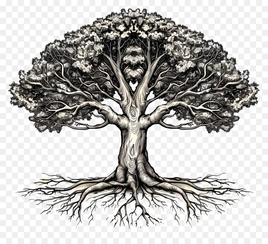 الشجرة ذات الجذور，شجرة الفن PNG