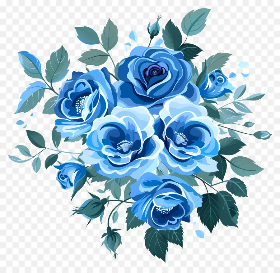 باقة من الورود，الورود الزرقاء PNG