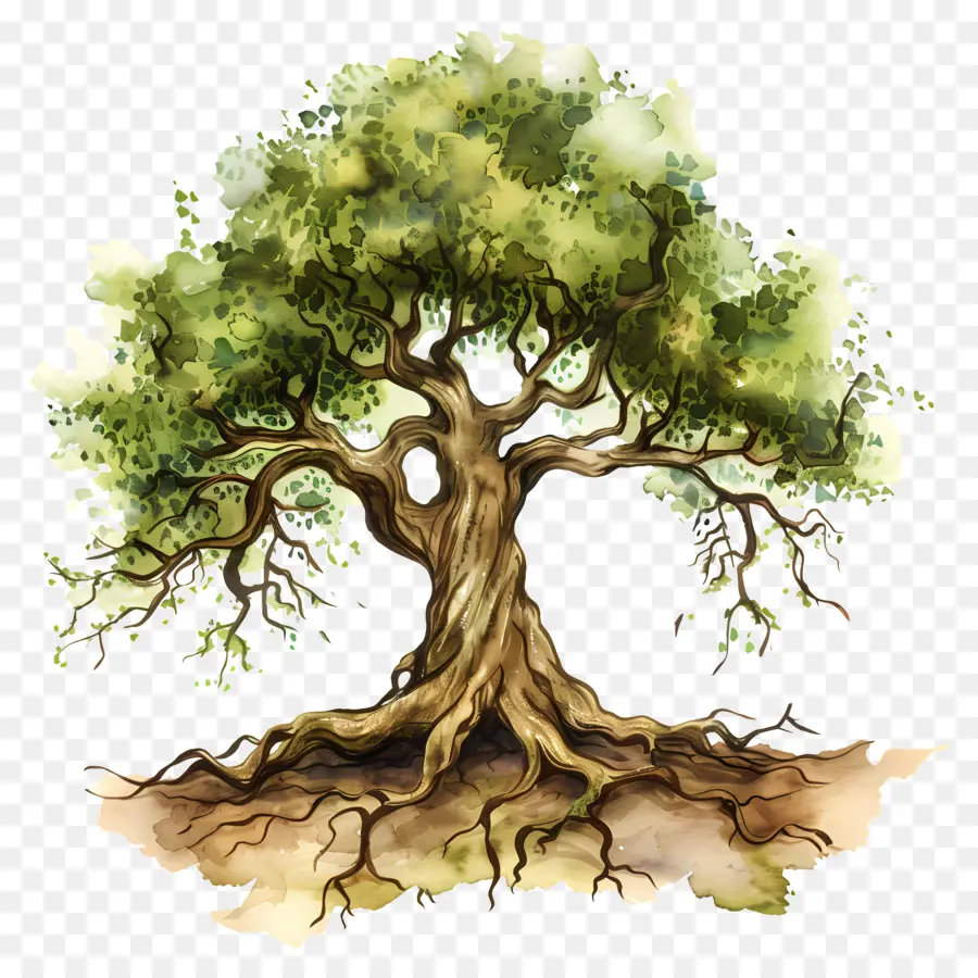 الشجرة ذات الجذور，شجرة البلوط PNG