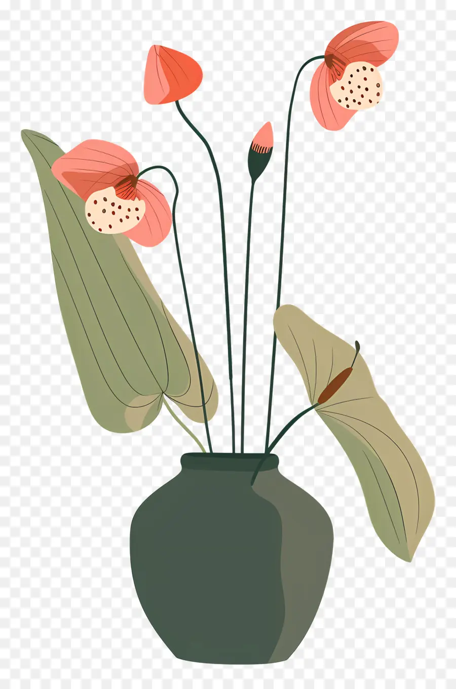إبريق النبات，الزهور الوردية PNG