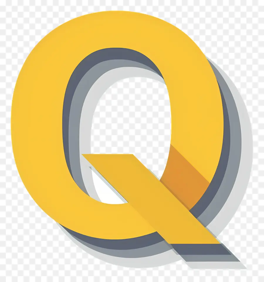 حرف Q，مربع أصفر PNG
