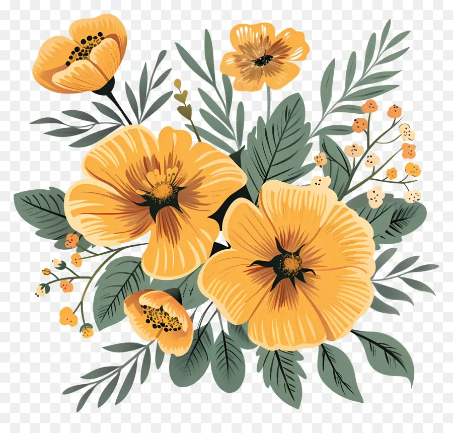 خمر زهرة，الزهور الصفراء PNG