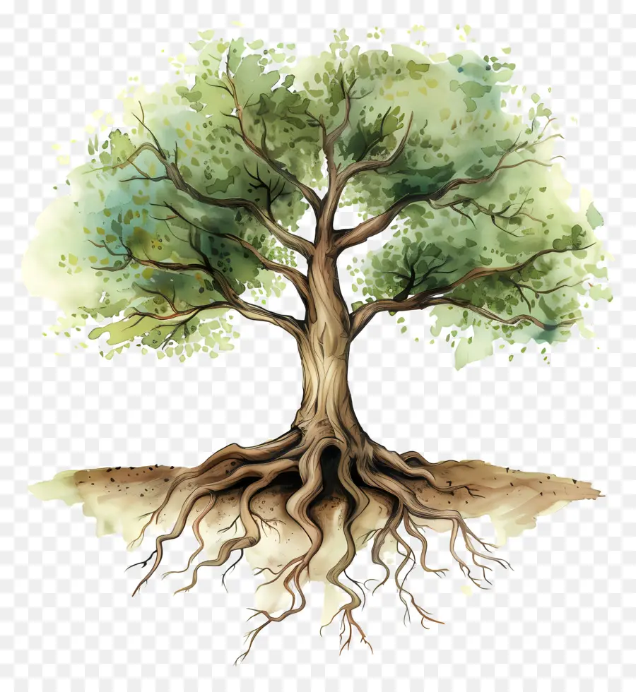 الشجرة ذات الجذور，شجرة اللوحة PNG