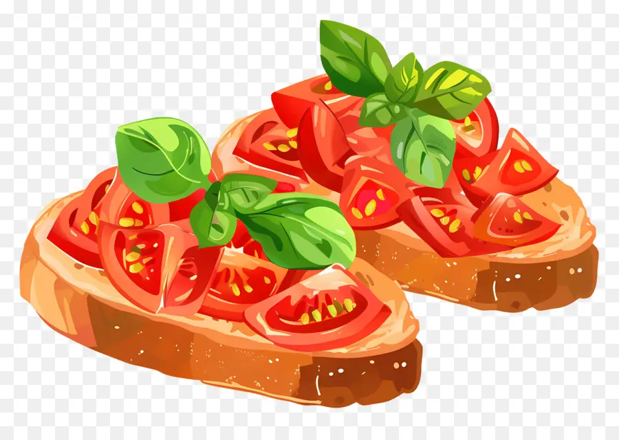 بروشيتا，شرائح الطماطم PNG