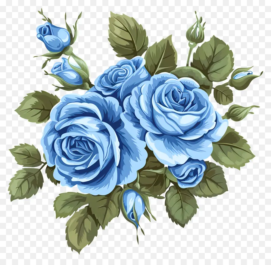 باقة من الورود，الورود الزرقاء PNG
