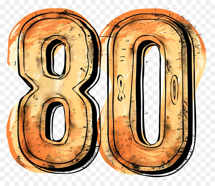 رقم 80，البرتقال PNG