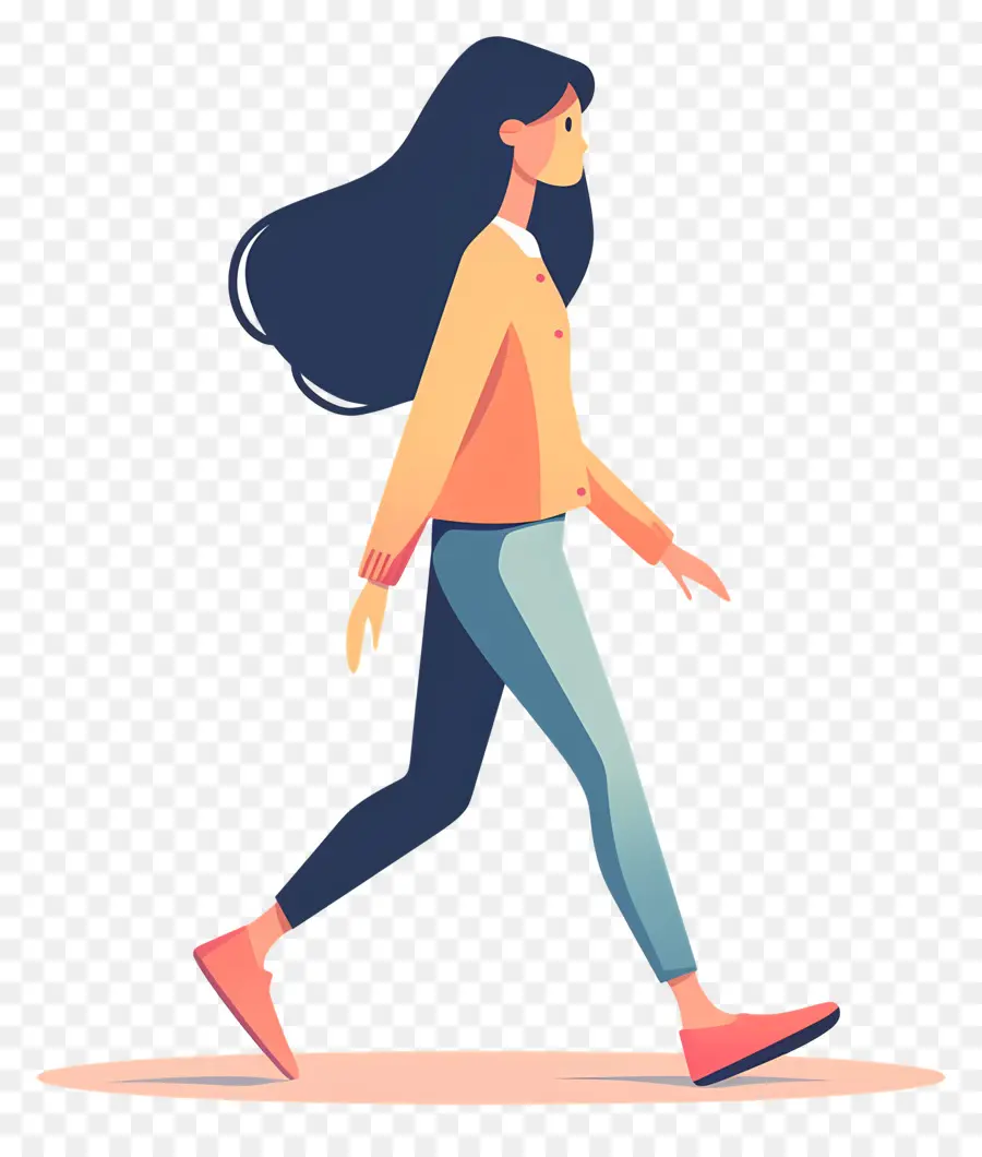 امرأة المشي，قميص وردي PNG