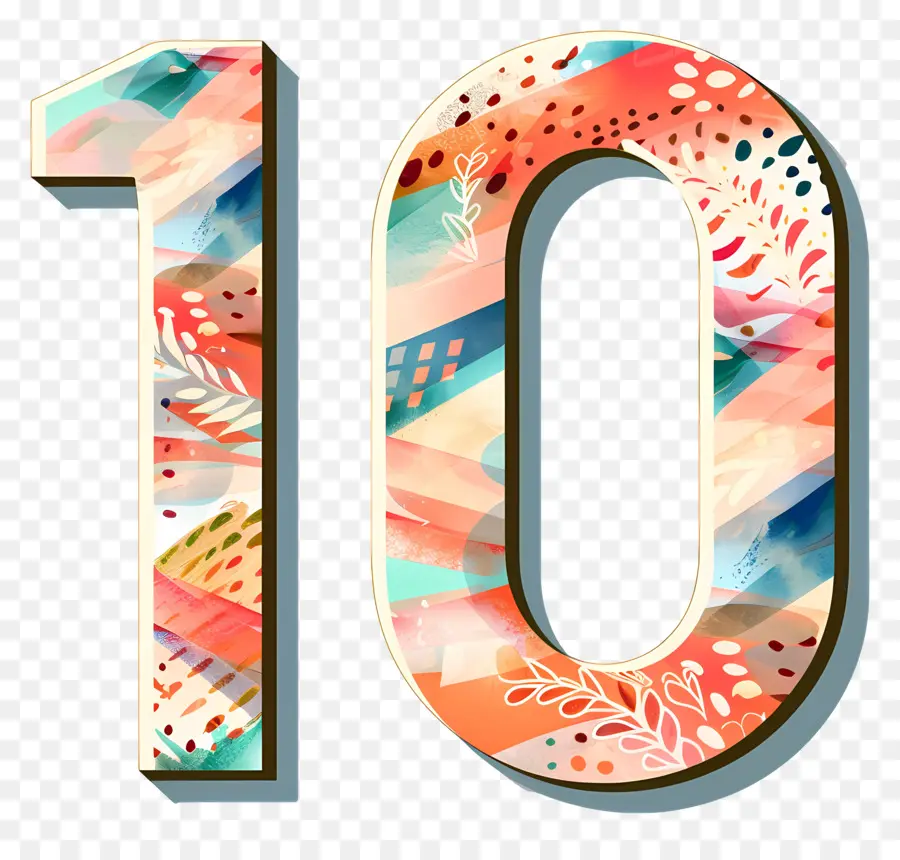 رقم 10，ملون 10 PNG