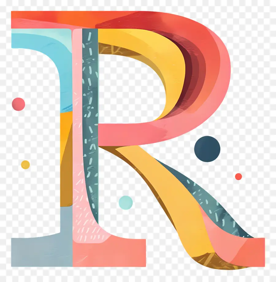 حرف R，أوراق ملونة PNG