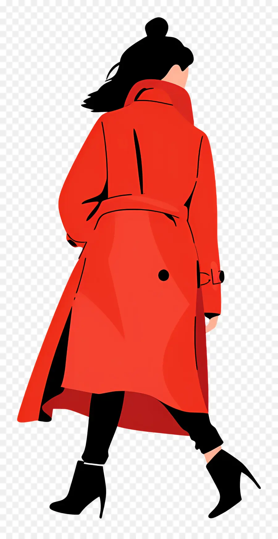 امرأة المشي，معطف الخندق PNG