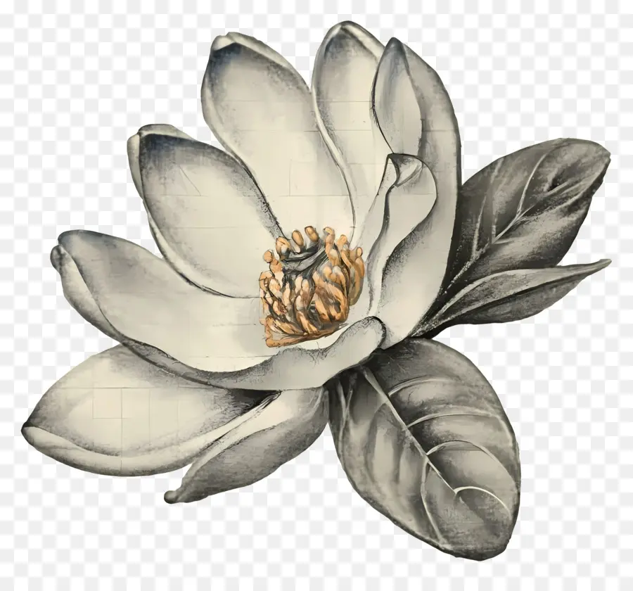 زهرة ماغنوليا，التوضيح الأسود والأبيض PNG