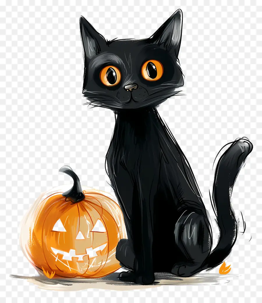 هالوين القط，القط الأسود PNG