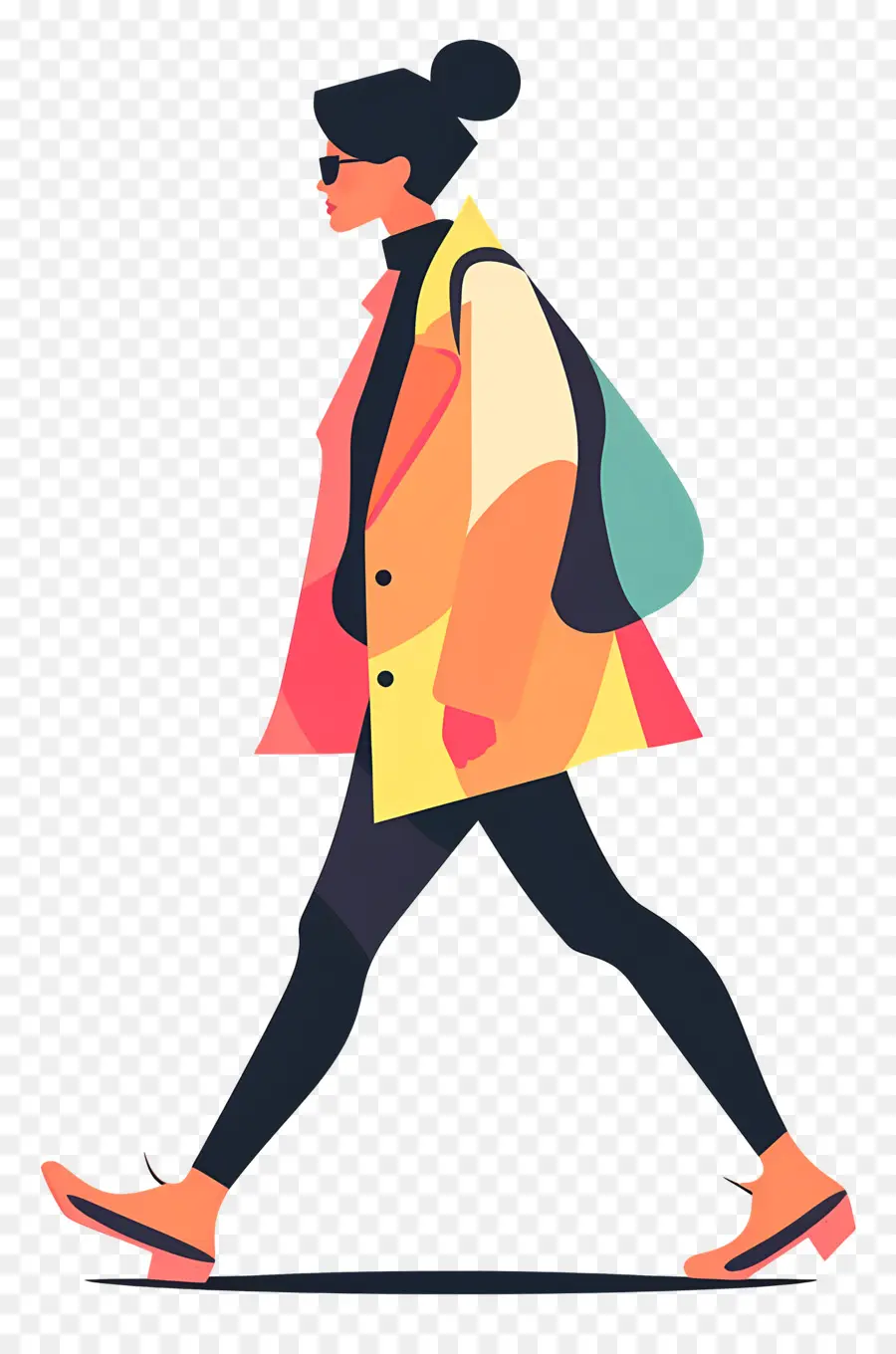 امرأة المشي，الكرتون PNG