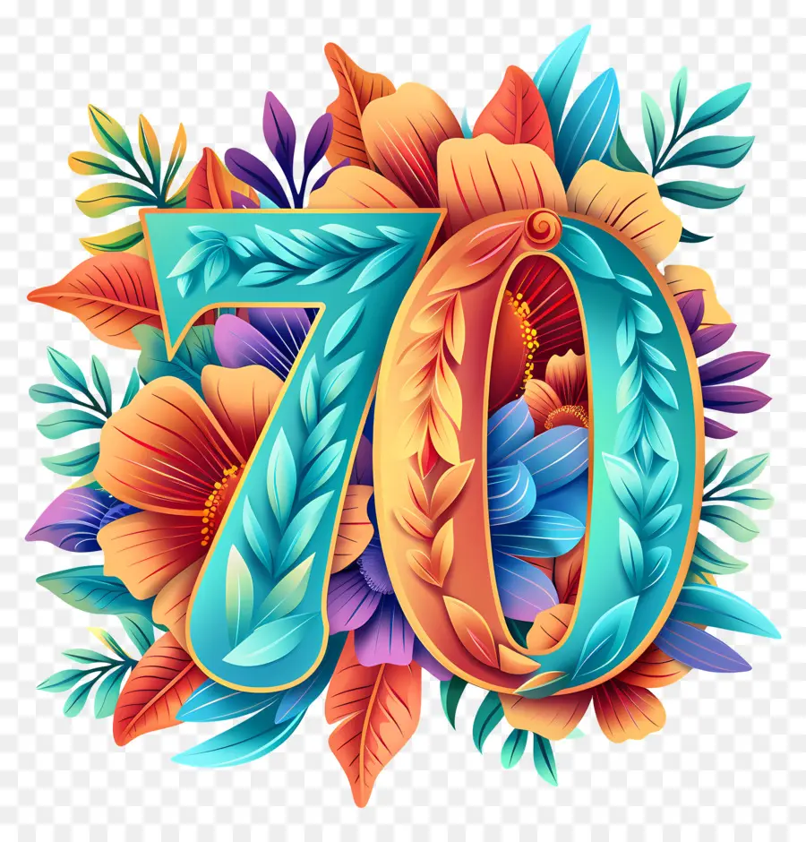 رقم 70，بطاقة عيد ميلاد 70 PNG