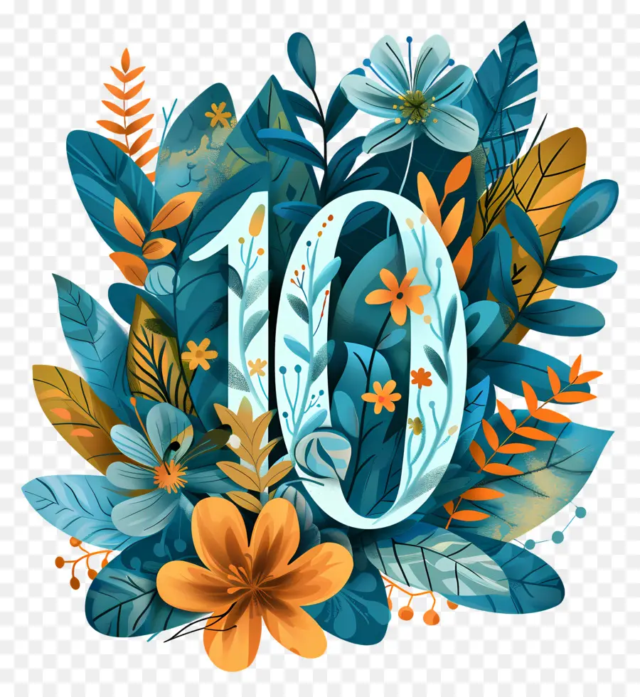 رقم 10，ملون 10 PNG