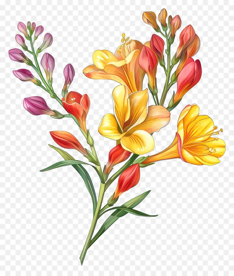 فريزيا زهرة，الزهور الملونة PNG
