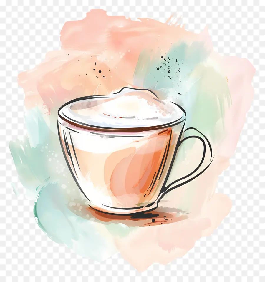 الكرتون القهوة，الرسم بالألوان المائية PNG