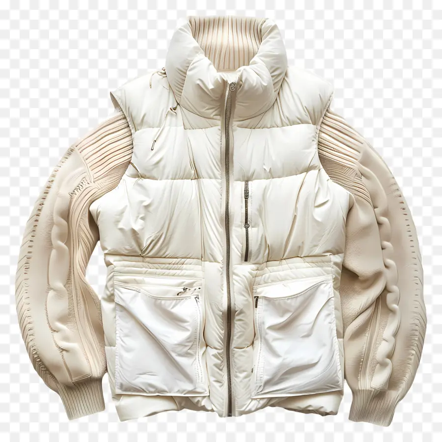 معطف الشتاء，سترة بيضاء مبطنة PNG