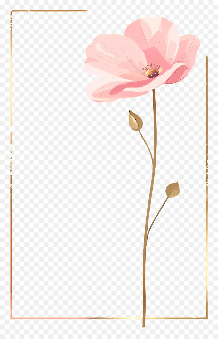 إطار الخط الذهبي，زهرة الوردي PNG