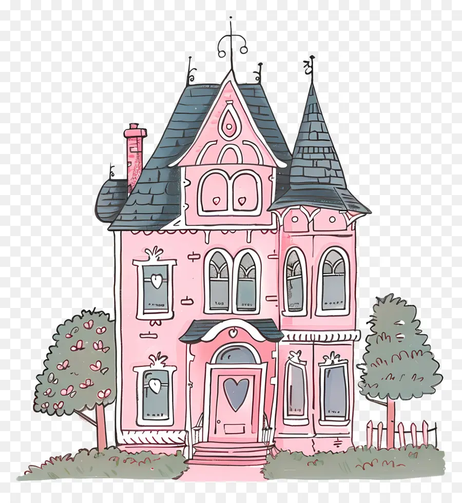 بيت الكرتون，البيت الوردي PNG