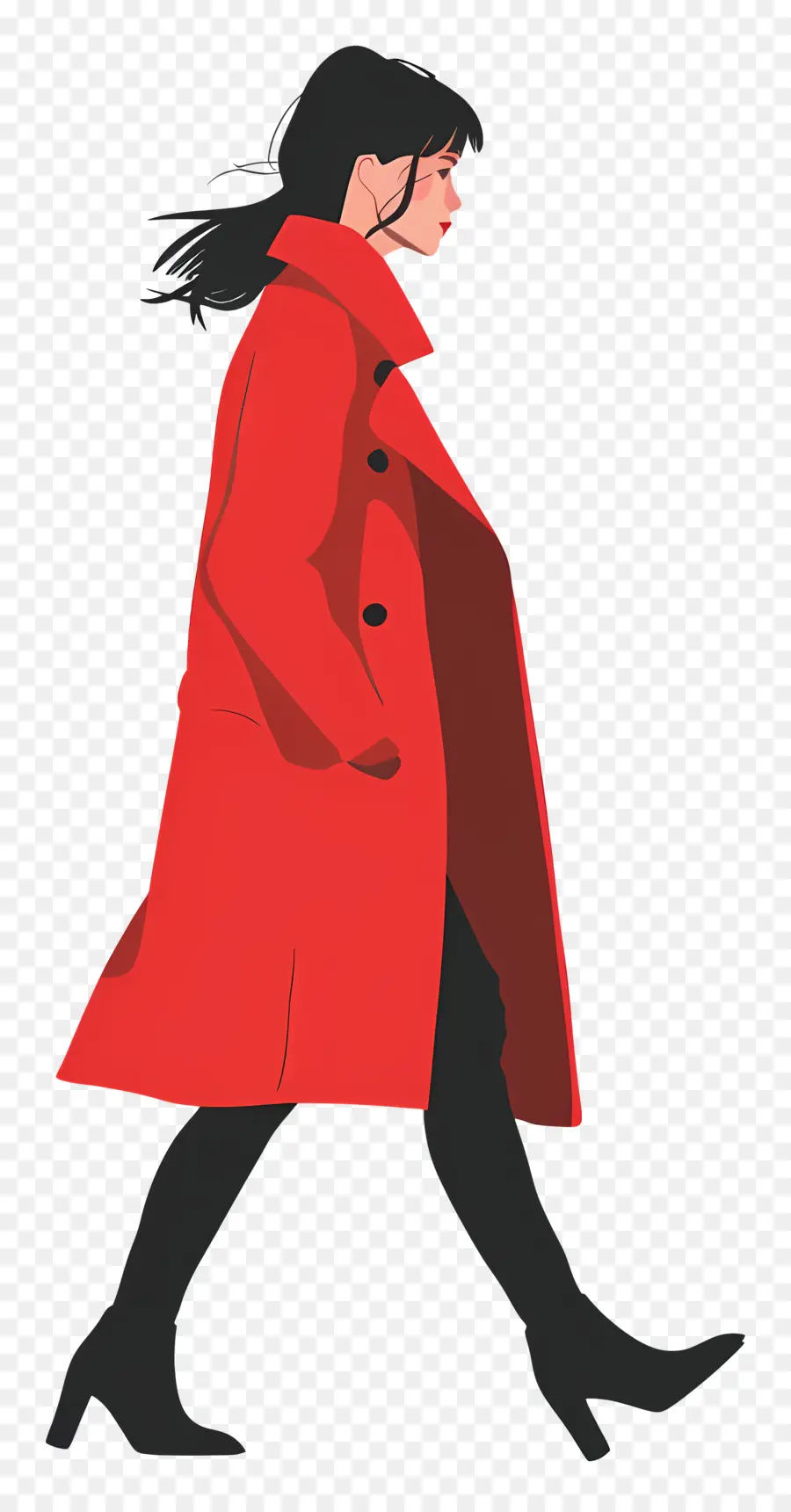 امرأة المشي，معطف الخندق PNG