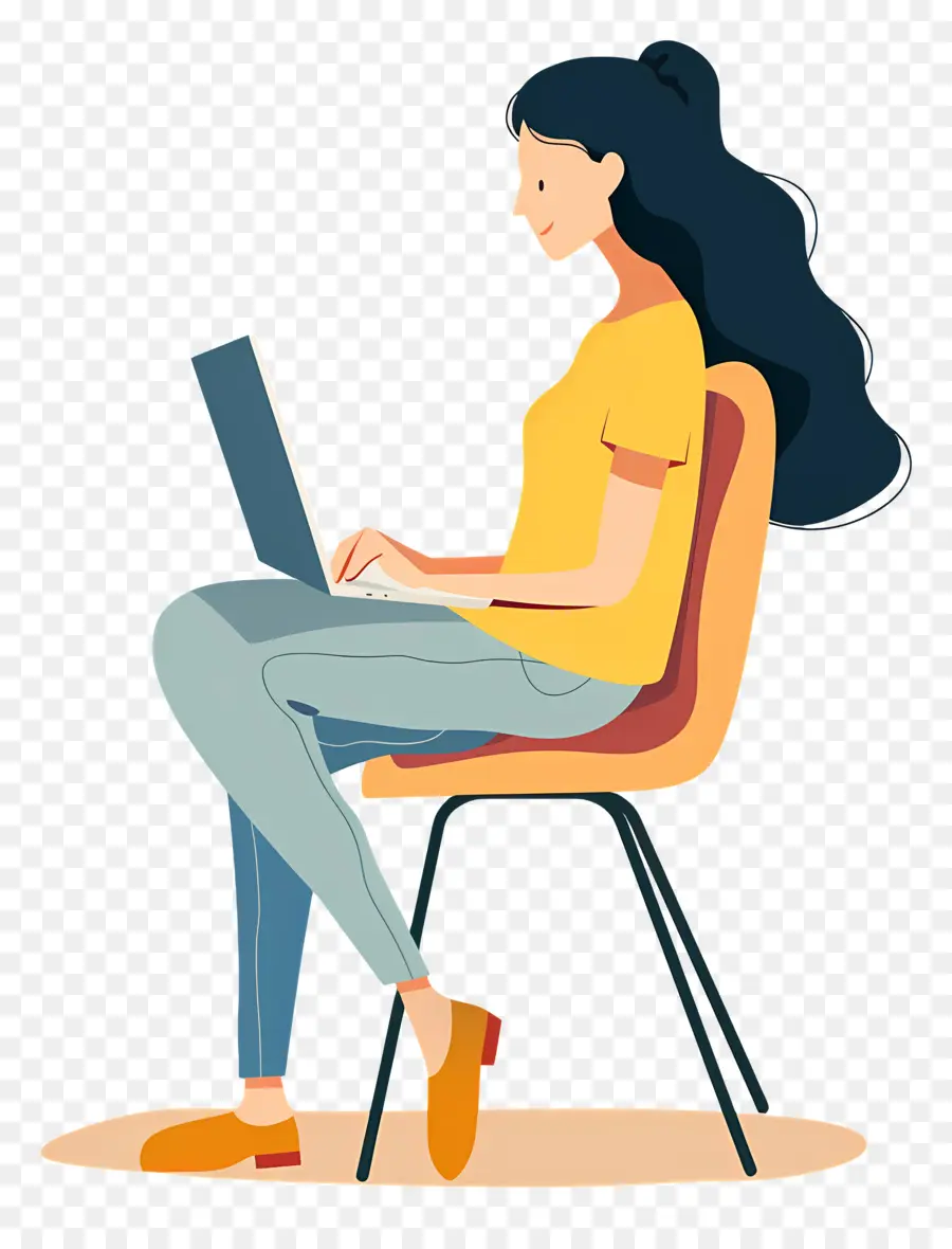 المرأة العاملة，العمل على الكمبيوتر المحمول PNG