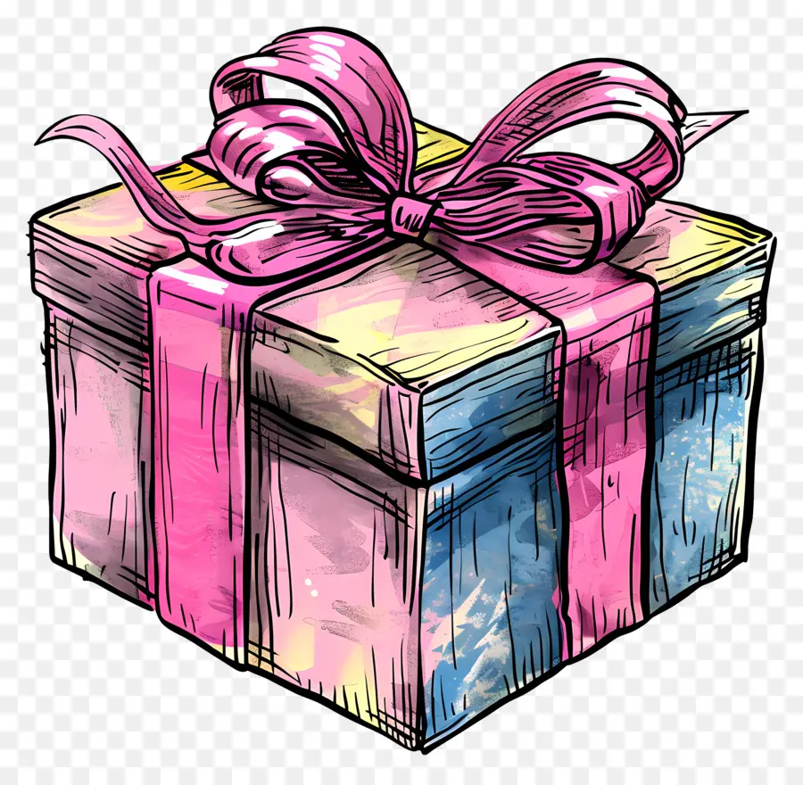 هدية مربع，الشريط الوردي PNG