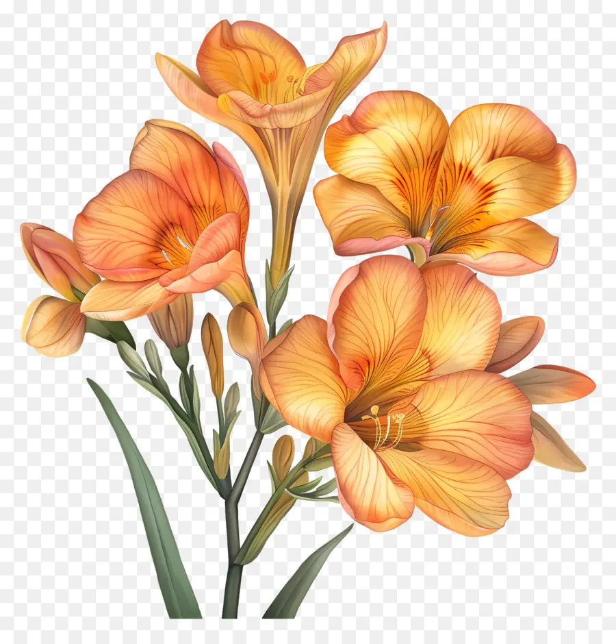 فريزيا زهرة，زهور البرتقال PNG
