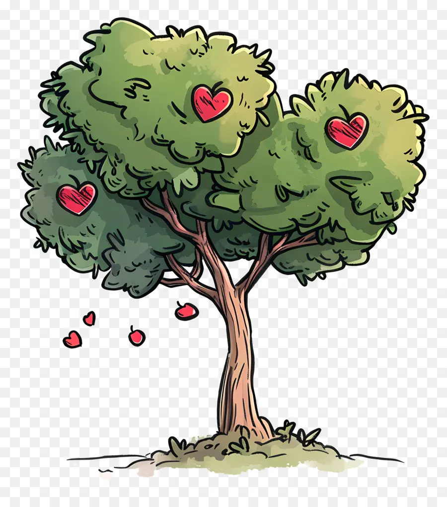 الكرتون شجرة，الحب PNG