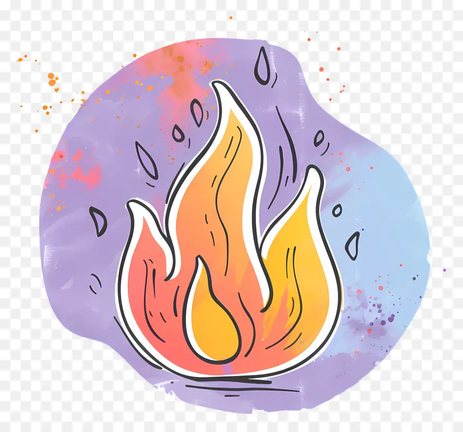 الكرتون النار，ألوان مائية PNG