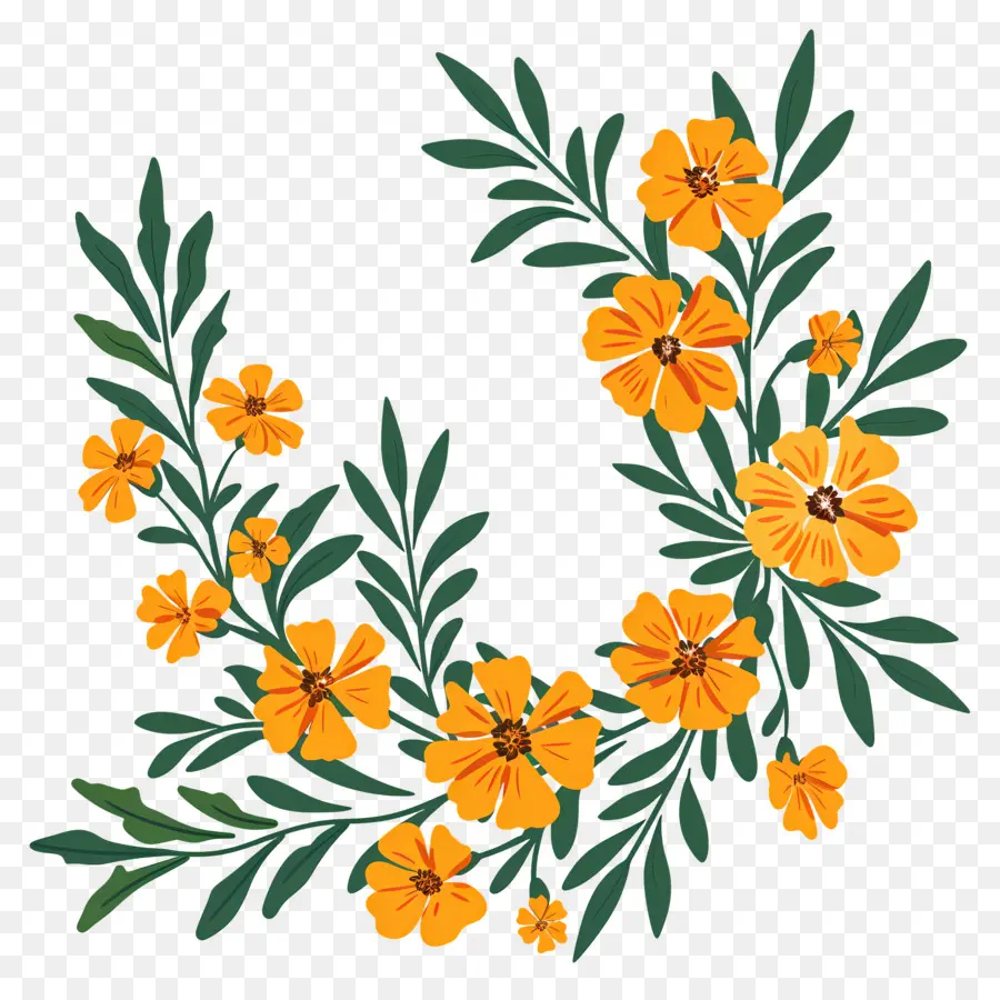 Marigold Garland，زهور البرتقال PNG