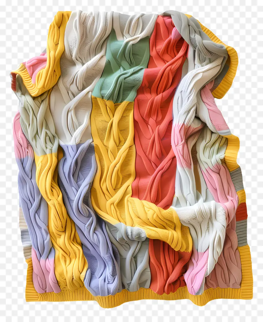 بطانية محبوكة，غزل متعدد الألوان PNG