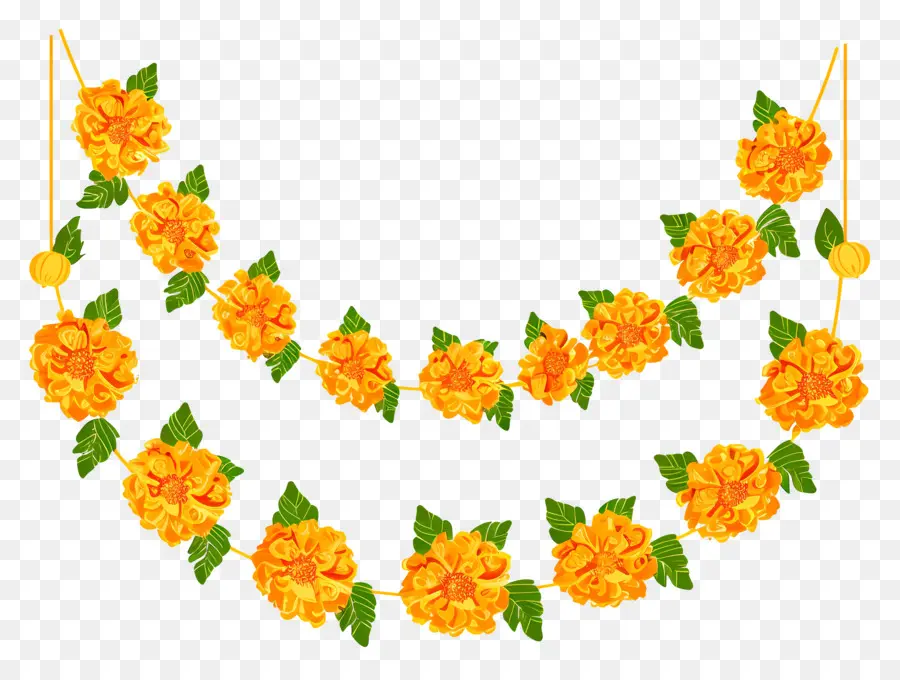 Marigold Garland，الزهور الصفراء PNG