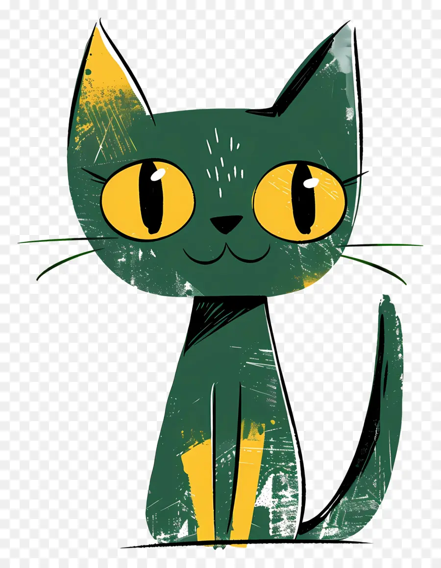 القط الكرتون，القط الخضراء PNG
