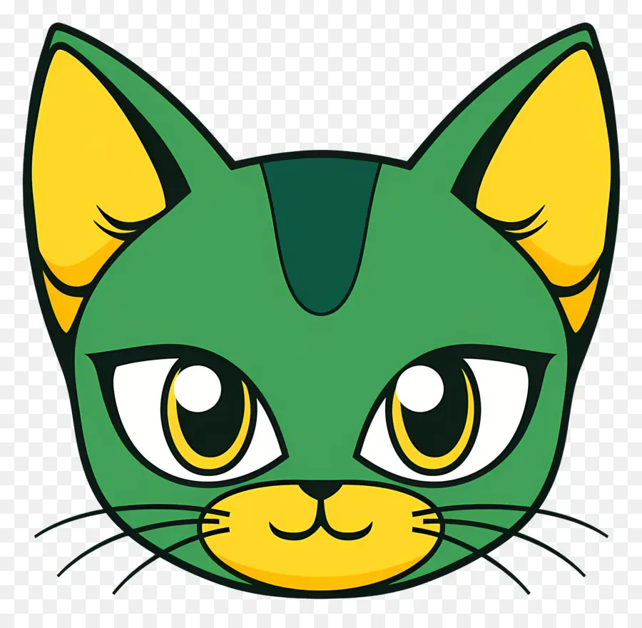 وجه كات لطيف，القط الخضراء PNG
