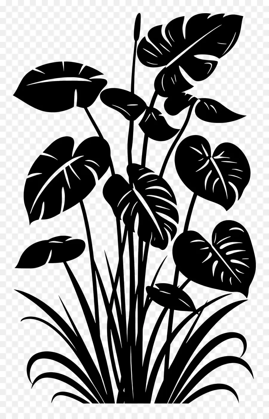 صورة ظلية نباتية，رسم النبات PNG