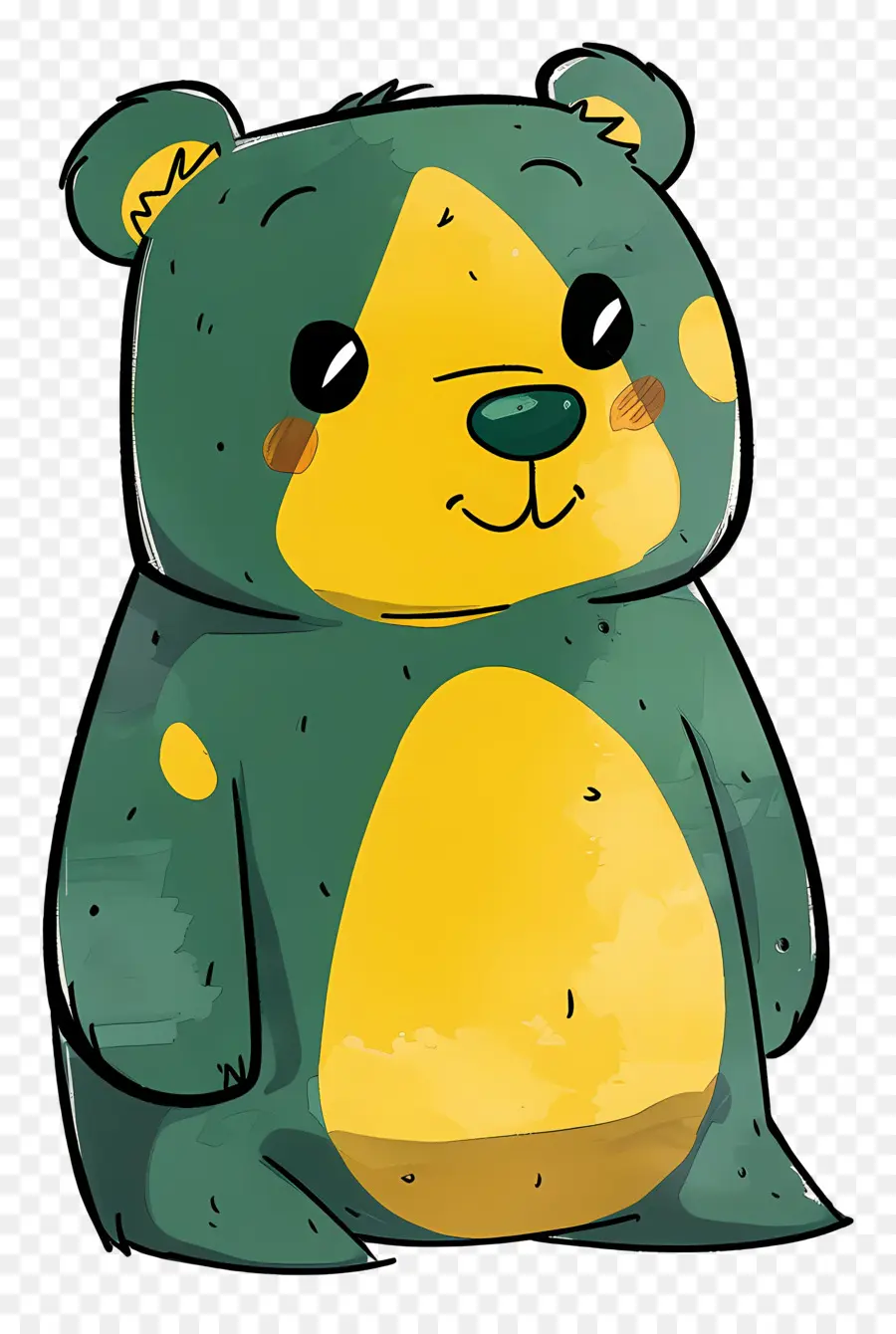 الكرتون الدب，قميص مخطط أخضر وأصفر PNG