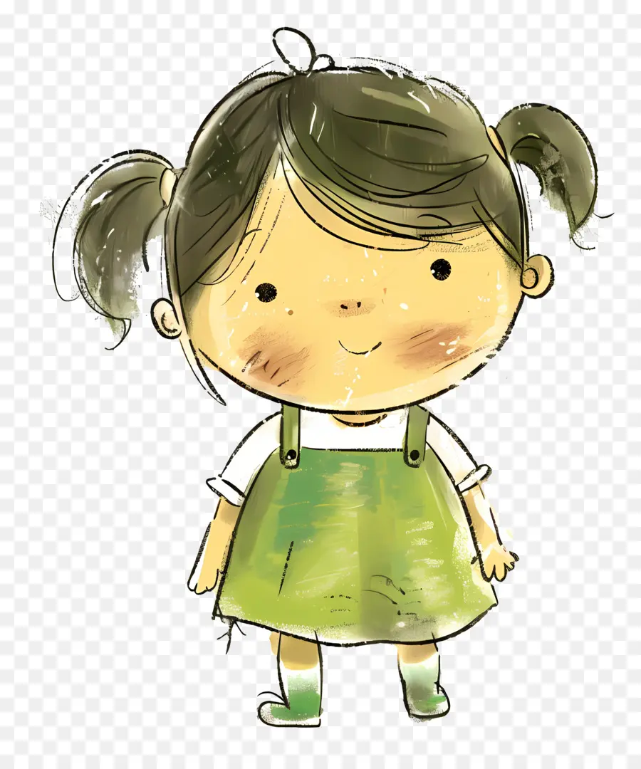 الكرتون طفلة，الرسم بالألوان المائية PNG