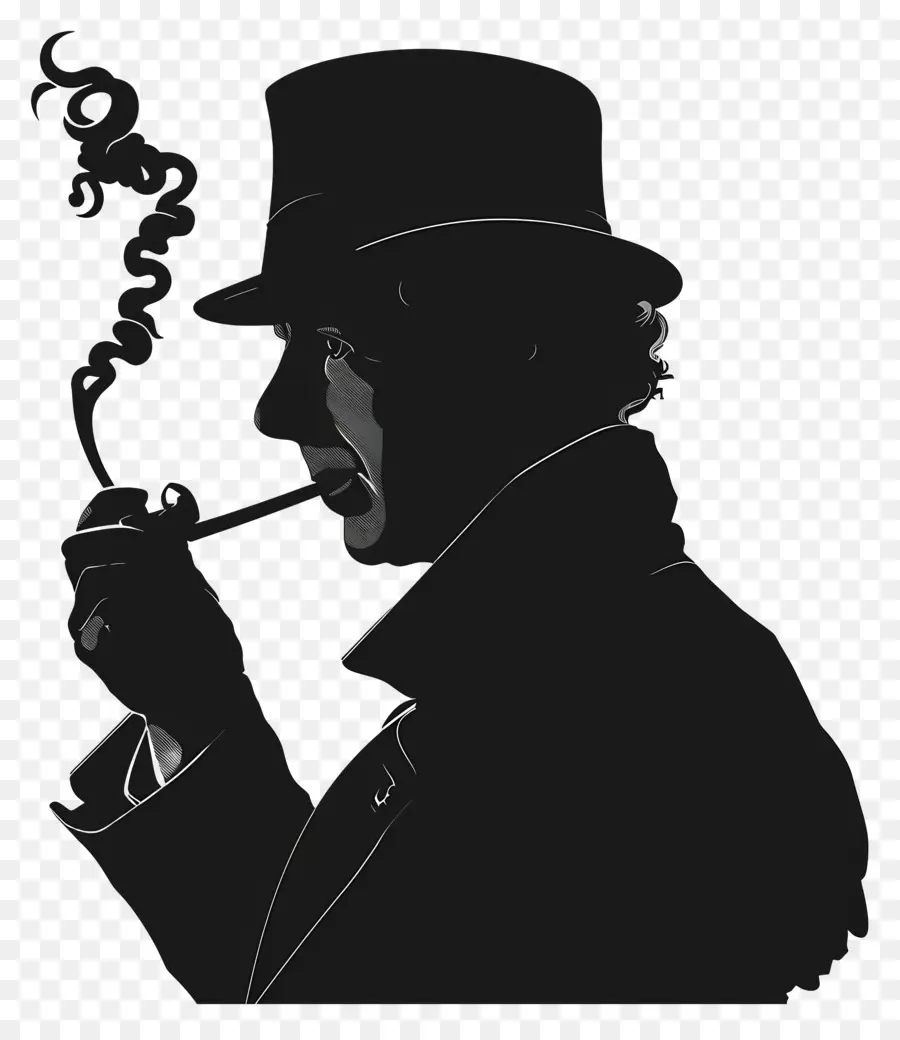 شيرلوك هولمز صورة ظلية，رجل يدخن أنبوب PNG