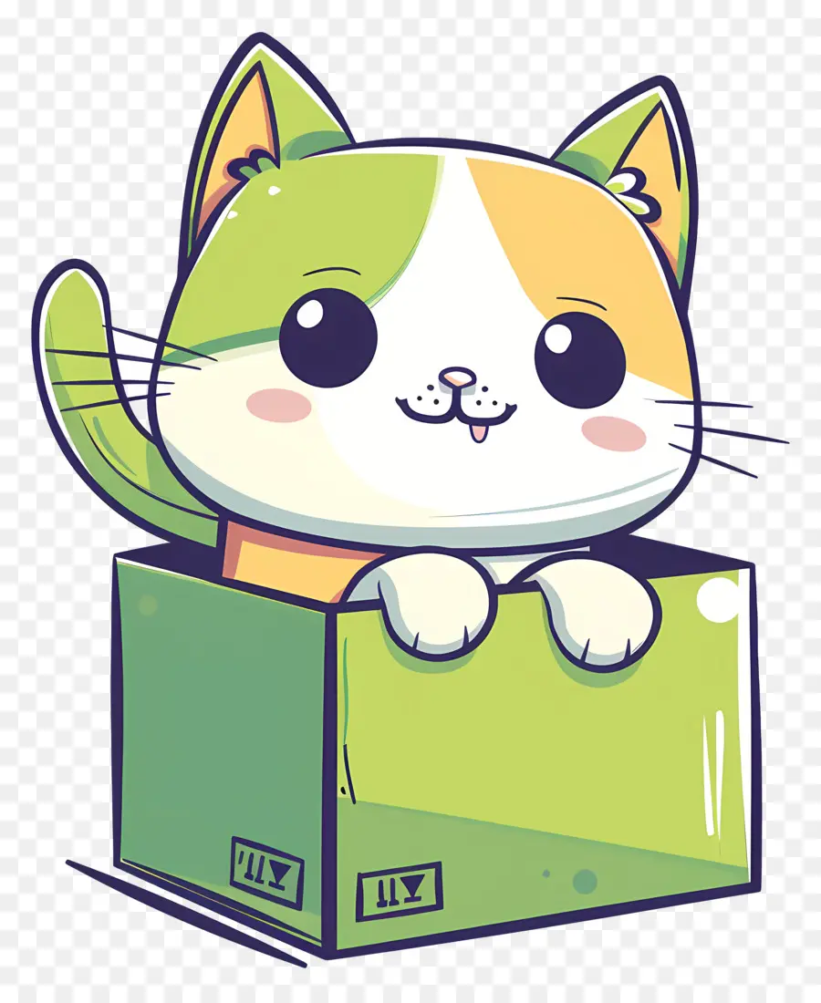 القط في صندوق，القط الكرتون PNG
