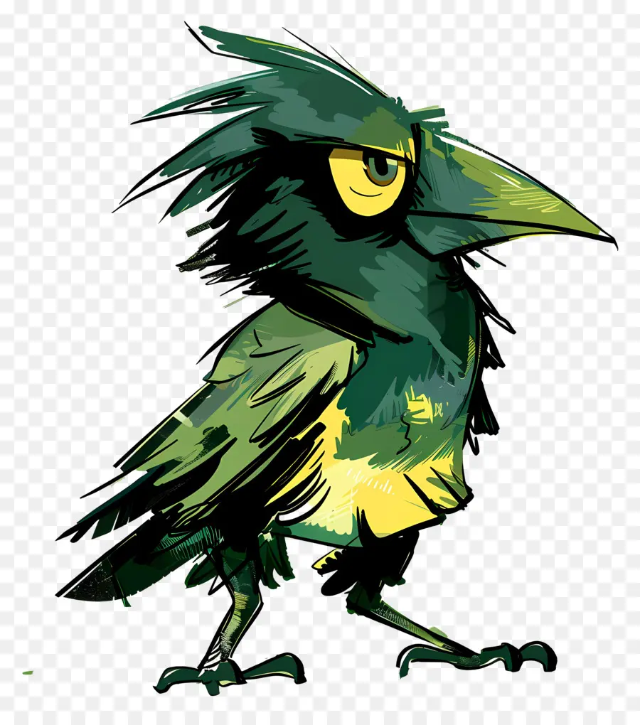 الكرتون الغراب，الأخضر الطيور PNG