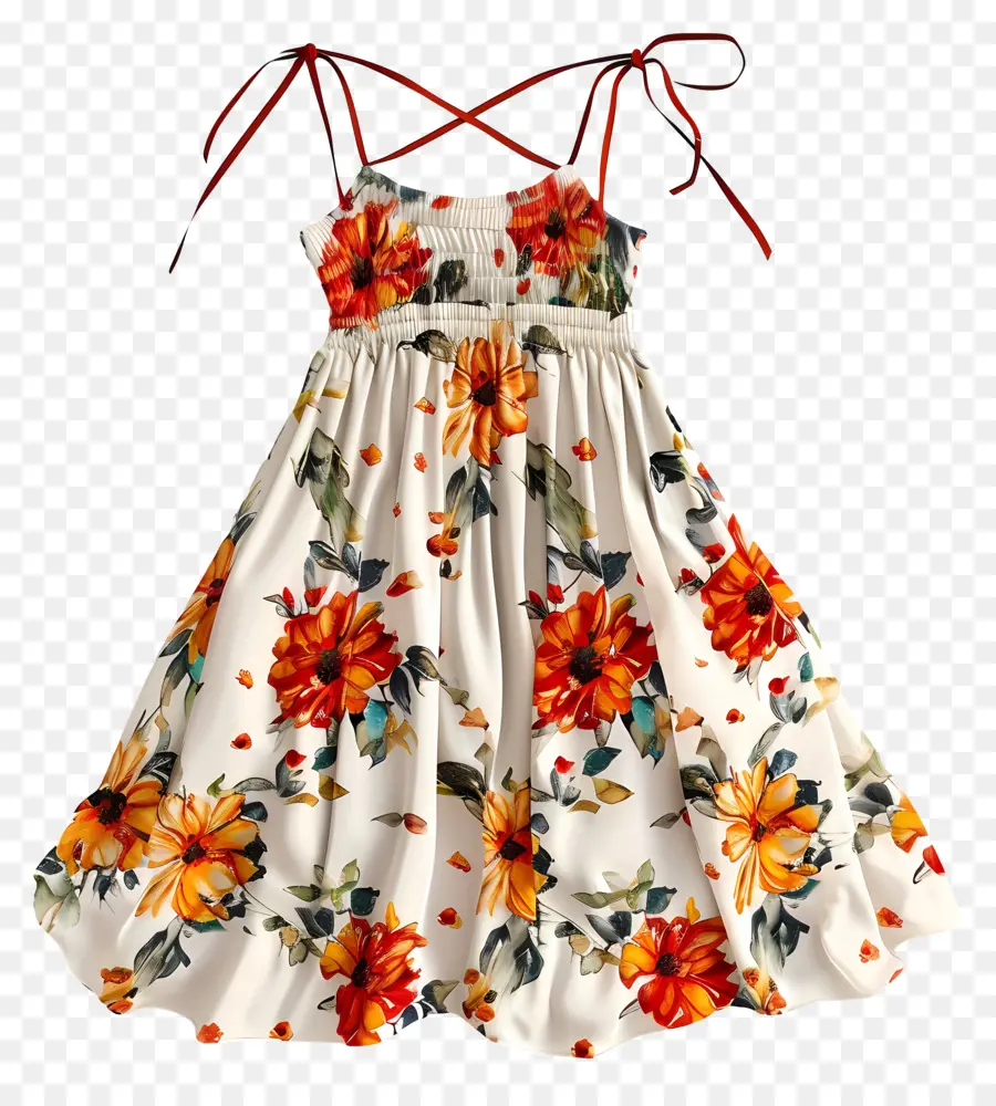 اللباس الصيف，فستان طباعة الأزهار PNG