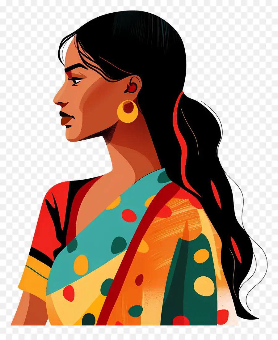 امرأة هندية，ساري الملونة PNG