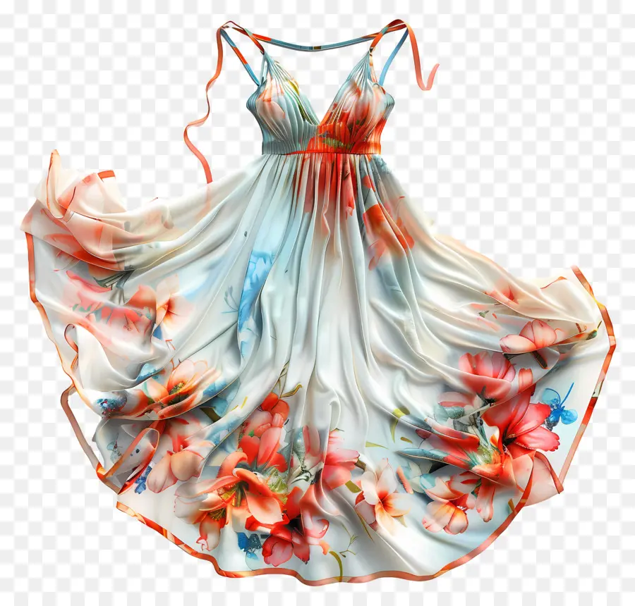 اللباس الصيف，فستان طباعة الأزهار PNG