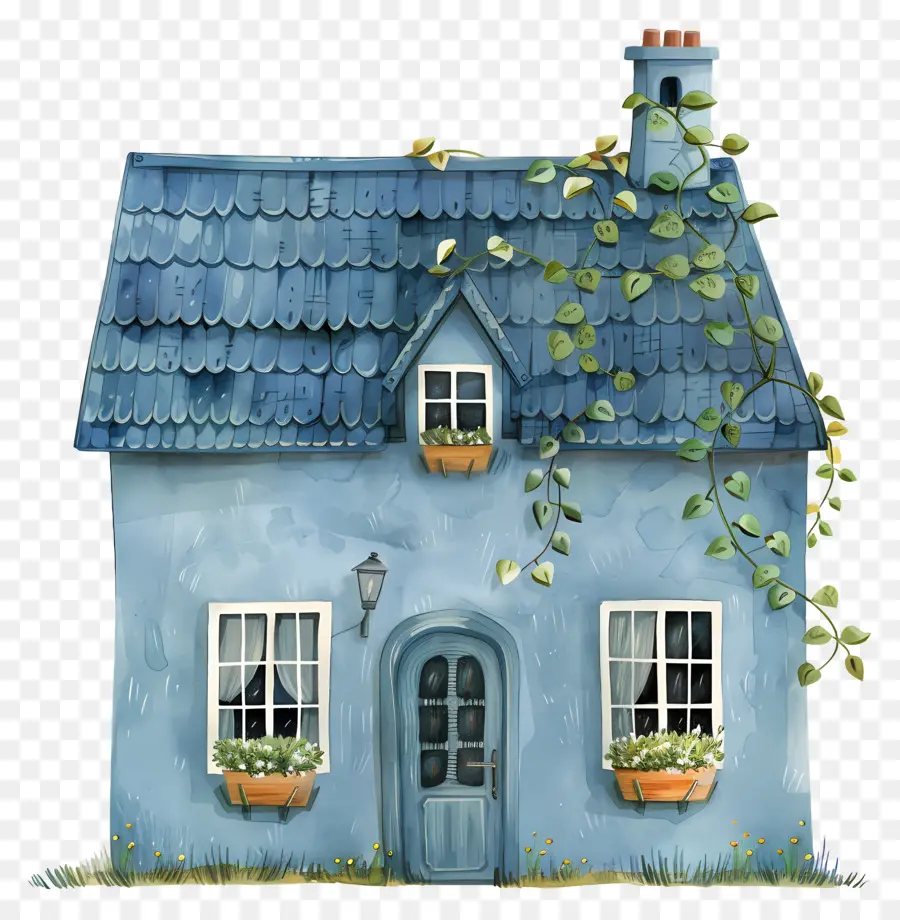 البيت الأزرق，منزل أزرق صغير PNG