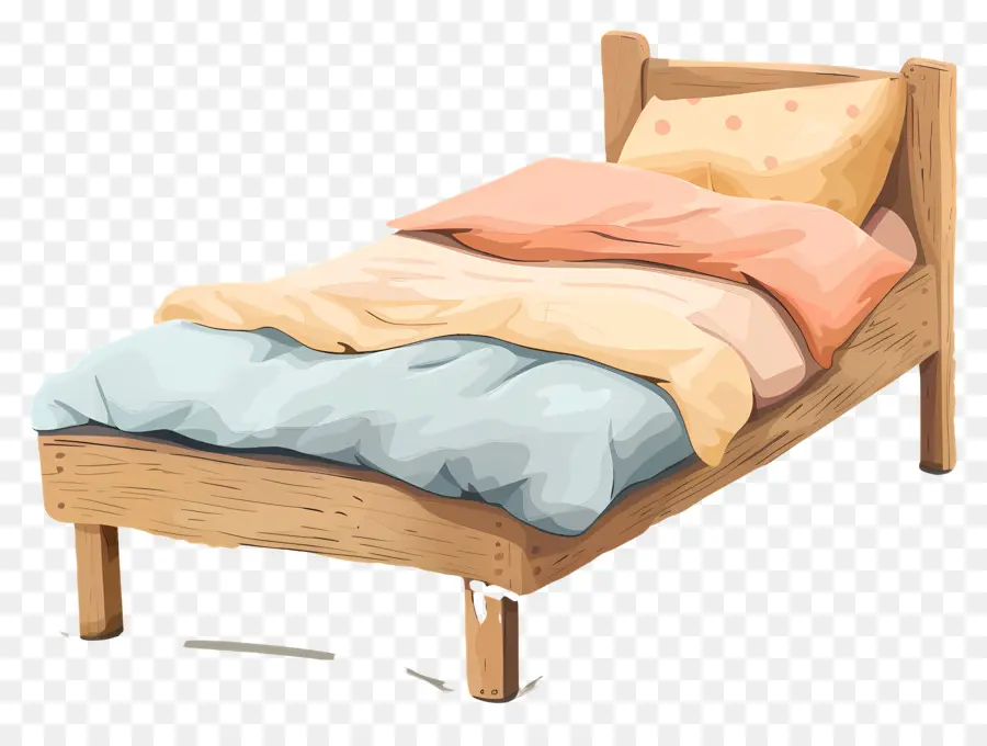 سرير مفرد，سرير خشبي PNG